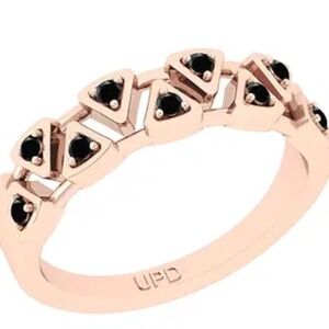 0.22 Ctw I2/I3 Treated Fancy Black Diamond 14K Rose Gold Eternity Band Ring